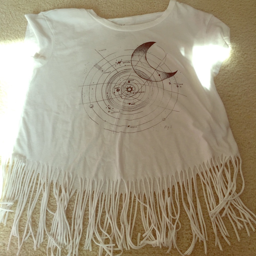 American Eagle white frayed short sleeve top